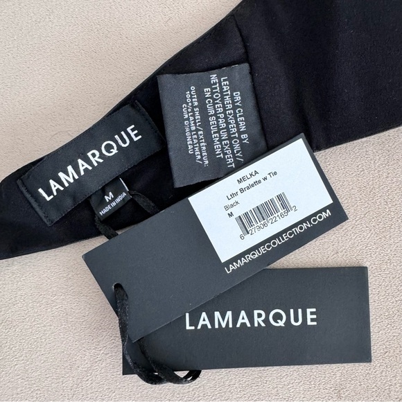 Lamarque Melka 100% Leather Tie Bralette Bra Top Black M - Picture 10 of 10